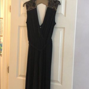 Black jumpsuit with lace detail on top